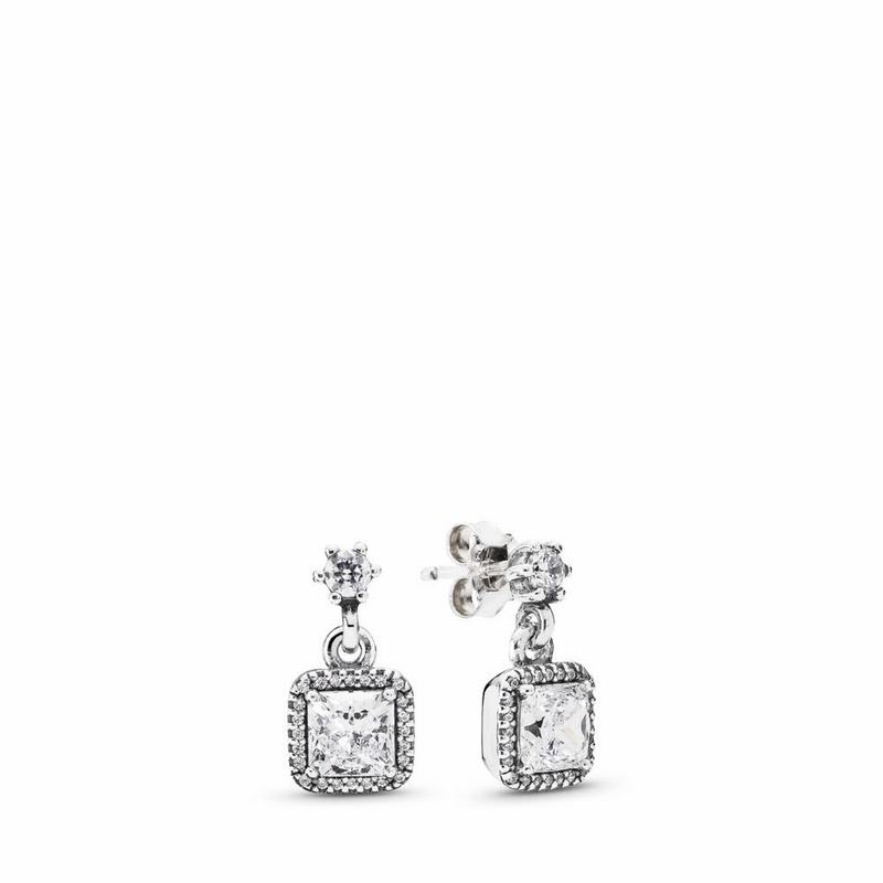 Pandora Timeless Elegance Drop Earrings Ireland - Sterling Silver/Cubic Zirconia - 064958THC